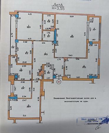 flat osh: 4 комнаты, 169 м², Асанбай мкр Элитка, 4 этаж, ПСО (под самоотделку) — 4