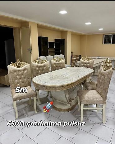 taxta stul stol: Qonaq otağı üçün, Yeni, Açılmayan, Oval masa, 6 stul — 1