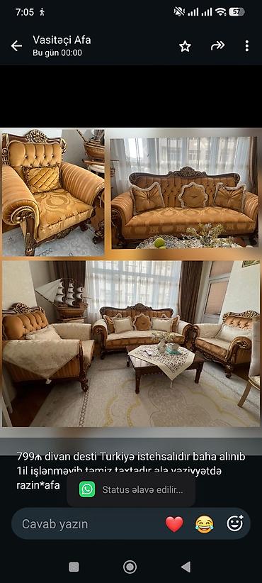 799₼ divan desti Turkiyə istehsalıdır baha alınıb 1il işlənməyib təmiz