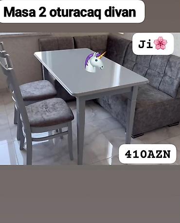 стул металлический: Mətbəx/künc dəsti – masa + 2 oturacaqlı divan və 2 stul. - Rəng: boz — 1