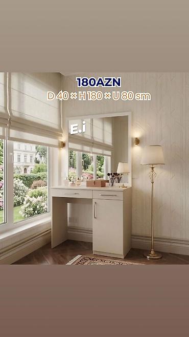 makyaj masalari: Vizaj masası və güzgü dəsti - Ölçülər: D 40 × H 180 × U 80 sm - Rəng — 1