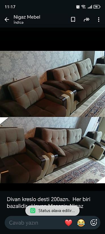 divan lalafo: Divan-kreslo dəsti - Rəng: qəhvəyi/bej kombinasiyası - Komplekt: 1 — 1