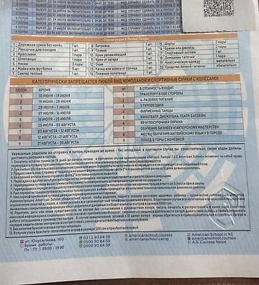 Продаю путевки на 8 поток в летний детский лагерь American School at lalafo.kg Продаю путевки на 8 поток в летний детский лагерь American School