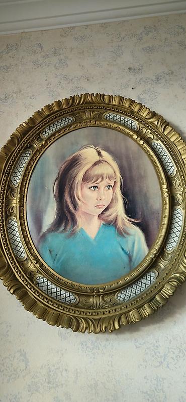 zeytun yağı: Oval portret tablo – qız uşağı təsviri - Texnika: yağlı boya — 1