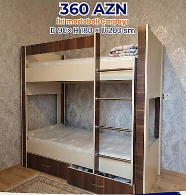 3 mertebeli kravatlar: İki mərtəbəli çarpayı Ölçülər: Dərinlik 90 sm × Hündürlük 180 sm × — 1