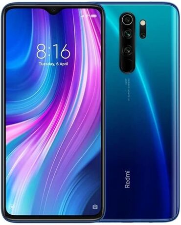 tecili satilan telefonlar: Xiaomi Redmi Note 8 Pro, 64 ГБ, цвет - Зеленый, 
 Отпечаток пальца, Две SIM карты, Face ID