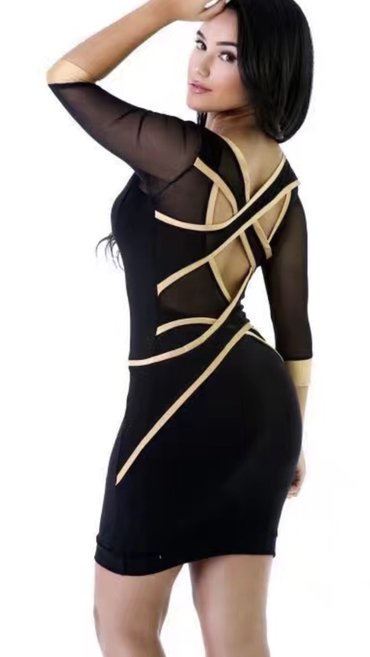 Dresses: M (EU 38), L (EU 40), color - Black, Evening, Short sleeves