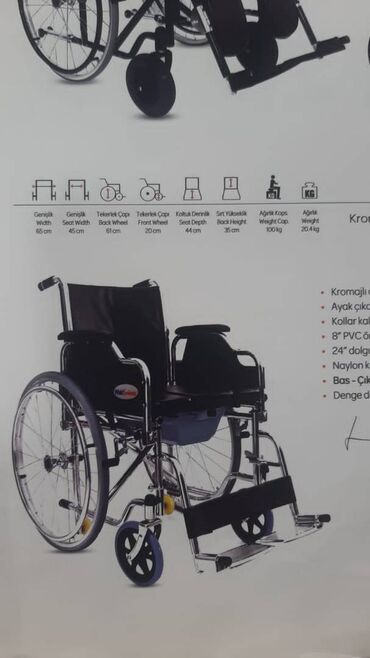 Инвалидные коляски: Kolyaska -kreslo-tualet, ustun goturende olur tualet, deriden olan