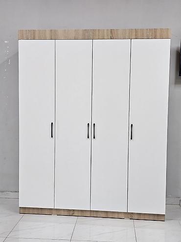 Dolablar: Yeni, 4 qapılı, Ağ, Açılan, Düz dolab — 4