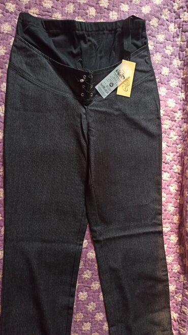 скупка одежд: Беременным новые брюки, 1000 сом, размер 42-44, цвет темный, без