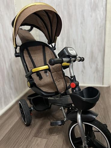 elektron velo: Uşaq üçtəkərli velosiped-araba (transformer) - Rəng: qəhvəyi-bej — 1