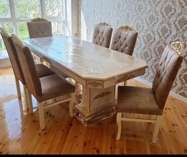 Masa və oturacaq dəstləri: Qonaq otağı üçün, Yeni, Açılmayan, Dördbucaq masa, 6 stul -da lalafo.az — 6 Masa və oturacaq dəstləri: Qonaq otağı üçün, Yeni, Açılmayan, Dördbucaq masa, 6 stul — 6