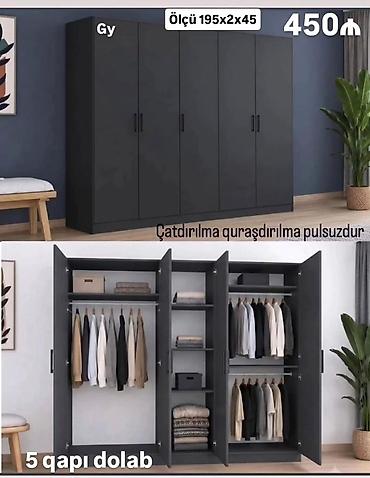 5 qapılı paltar dolabı. Ölçüsü: 195x2x45. Sadə və müasir dizayna