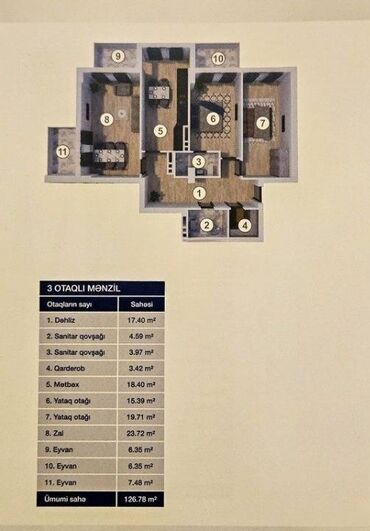 Yeni tikili: 3 otaqlı, Yeni tikili, m. Koroğlu, 127 kv. m — 11