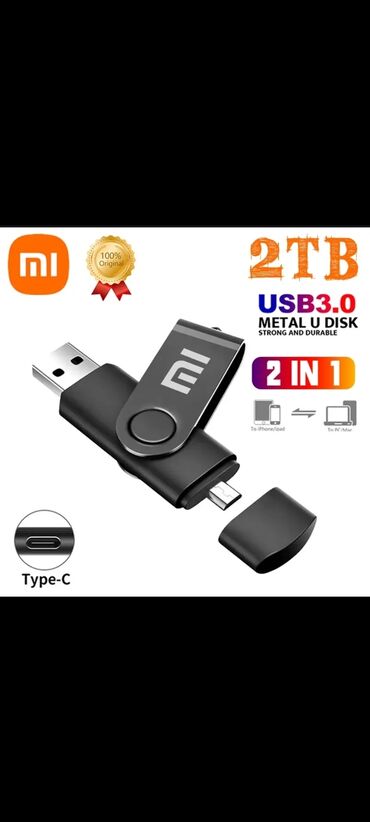 telefon aksesuar toptan: Flash kart Xiaomi, 2 TB, USB 3.0, Yeni