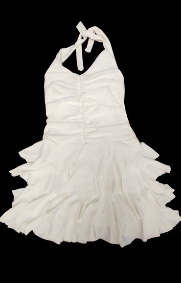 белое вечернее платье в пол: Вечернее платье, Короткая модель, Без рукавов, 2XL (EU 44)