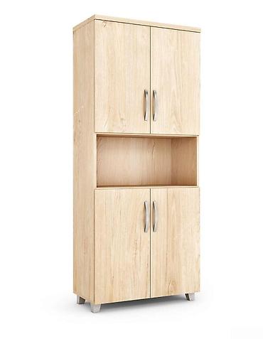 Düz dolab, 4 qapılı, Polkalı, Siyirməsiz, Teksturalı laminat