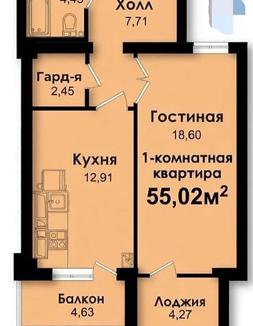 archa group: 1 комната, 55 м², Технопарк Элитка, 15 этаж, ПСО (под самоотделку) — 3