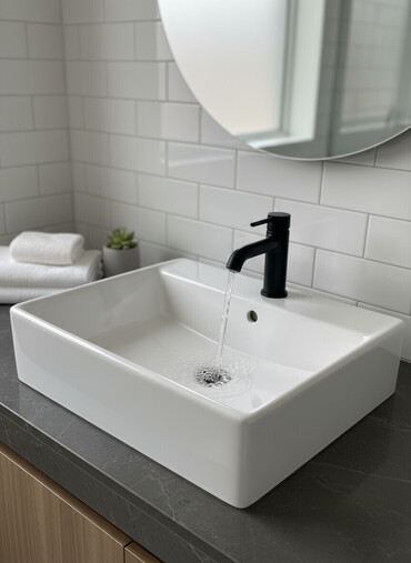 столешница под раковину: Ванна үчүн раковина, Чарчы формасы, Материалы: Керамика