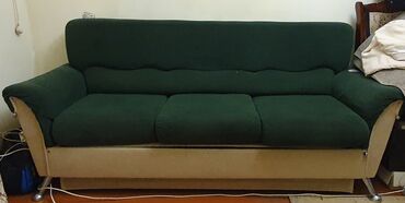 диван раскладушка: Диван-кровать, Б/у, Раскладной, Без подьемного механизма, Ткань