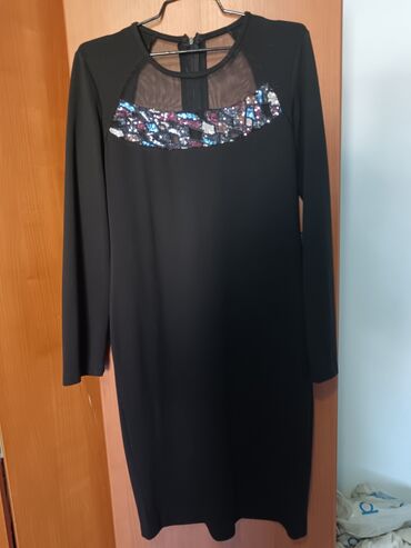 petrolej boja haljine: XL (EU 42), bоја - Crna, Koktel, klub, Dugih rukava