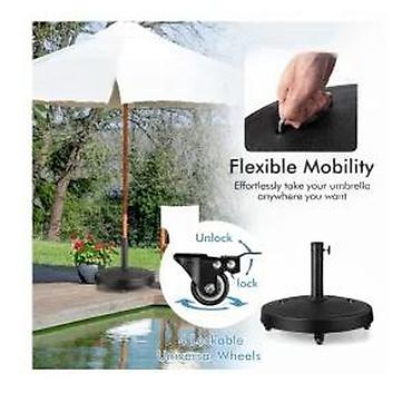 Suncobrani, tende i paviljoni: Postolje za baštenski suncobran sa točkićima – crno - Tip: baza za — 19