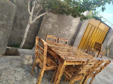 Bağ, çöl masa və oturacaq dəstləri: Bağ evləri, restoran (kafe pub ) üçün taxta masa ve oturacaq