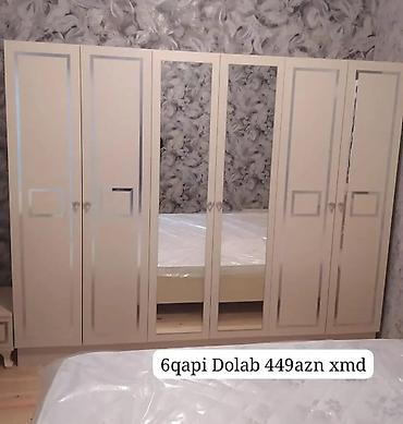 paltar dolabları: 6 qapılı geyim dolabı - Klassik dizaynlı, krem rəngli korpus - Ön — 1