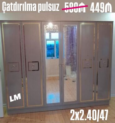 Rəflər: Açılan, 6 qapı Düz dolab, Qarderob, paltar dolabı
