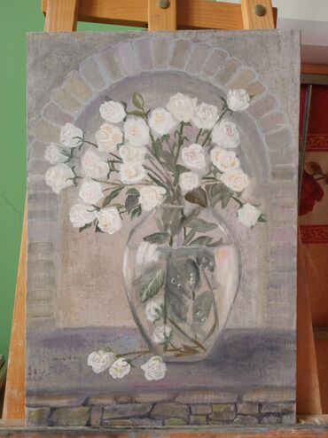 zhenskie shlepantsy na kabluke: «Белые розы»
Холст, масло, на фанере, 34х49 см