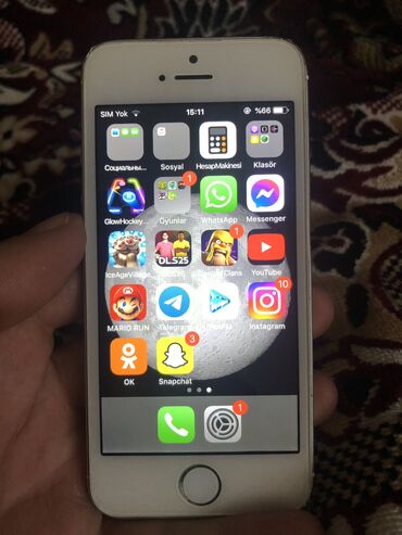 ayfon 7s: IPhone 5s, 16 GB, Ağ, Barmaq izi