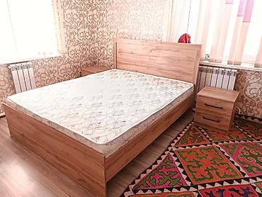 спалный двух: Двуспальная кровать с высоким изголовьем + матрас и прикроватная тумба — 2