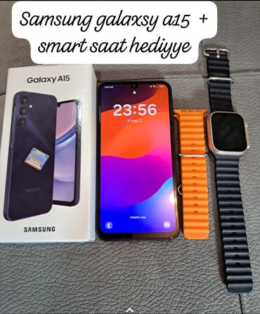 Samsung: Samsung Galaxy A15, 128 GB, rəng - Qara, Sensor, Barmaq izi, İki sim kartlı