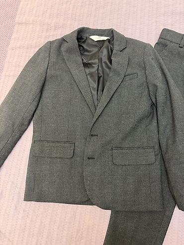 aile ve ev tehsili: H&M oğlan uşaq kostyumu – pencək və şalvar dəsti. Boz rəngdə — 5
