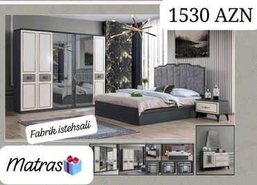 Yataq otağı dəstləri: İkinəfərlik çarpayı, Tumba, Dolab, 2 tumba, Azərbaycan, Yeni — 3