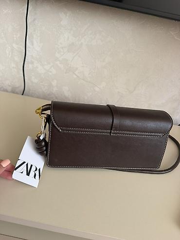 Çantalar: ZARA çiyin çantası – qəhvəyi rəng - Material: hamar teksturalı — 3