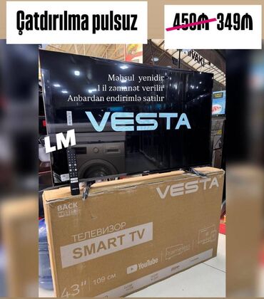 Masalar: 💥 VESTA SMART tv 43düym /109sm :349₼. Yeni və depodan satış
