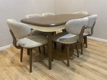 Masa və oturacaq dəstləri: Qonaq otağı üçün, Yeni, Açılan, Oval masa, 8 stul — 6