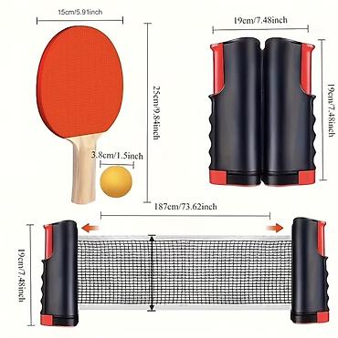 Спорт и хобби: Portativ stolüstü tennis dəsti Komplekt: - 1 ədəd uzadıla bilən tor — 2