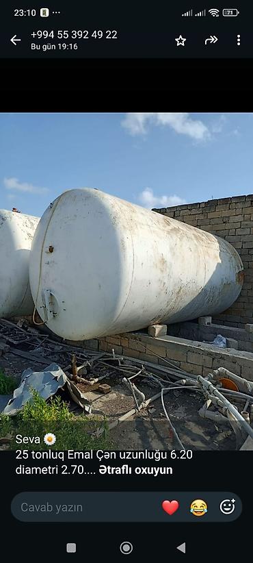ev qizdiricisi: 25 tonluq emal çəni. Üfüqi yerləşimli, silindrik formalı iri həcmli — 2