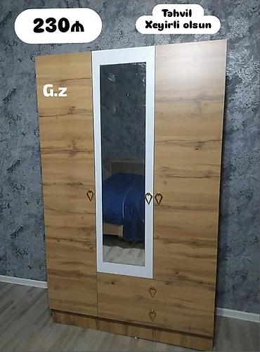 Dolablar: Üç qapılı paltar dolabı - Material: ağac teksturalı laminat - Ön — 1