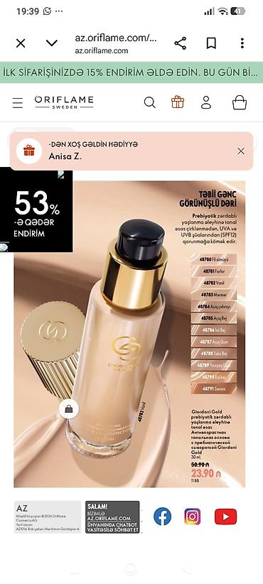 spf 90: Oriflame Giordani Gold – Prebiyotik zərdablı, günəşdən qoruyucu tonal — 1