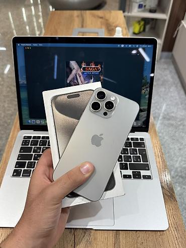 IPhone 15 Pro Max, Б/у, 256 ГБ, Natural Titanium, Защитное стекло, Чехол, 85 %