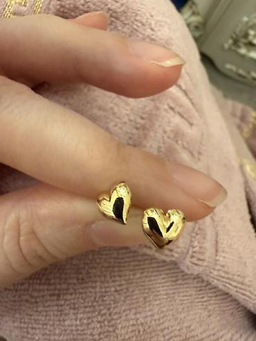 Золотые украшения: Серьги-пусеты «Сердечки», золотистые - Тип: пусеты (гвоздики) - — 1