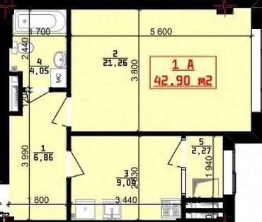 сдаётся квартира долгосрочное: 1 комната, 43 м², Элитка, 5 этаж, ПСО (под самоотделку)
