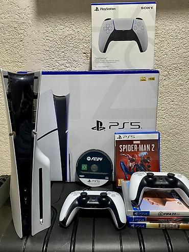 Sony ps 5 slim + 5 игр + два джойстика + коробка. Пс 5 слим с