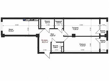 жк дубай: 2 комнаты, 82 м², 10 мкр Элитка, 8 этаж, ПСО (под самоотделку) — 2