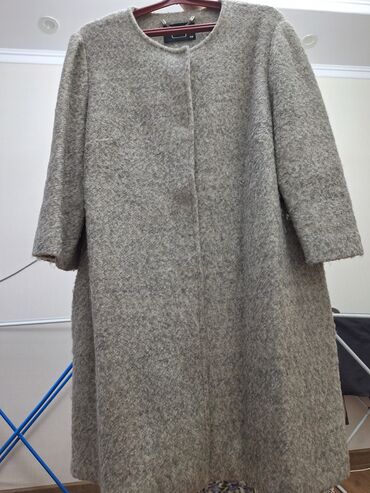 женская одежда недорого: Пальто, Кокон, Осень-весна, По колено, 4XL (EU 48)