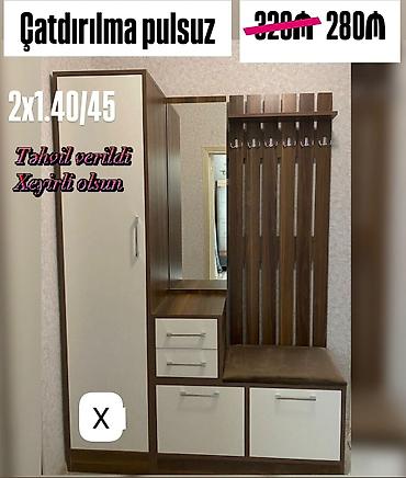 Dolablı dəhliz dəsti – asılqan, oturacaq və güzgülü komod kombini -