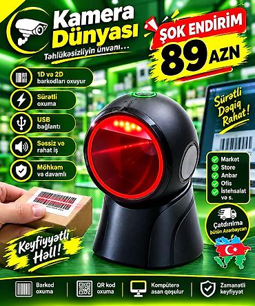 Masaüstü 2D barkod oxuyucu - 360° skan edən masaüstü model